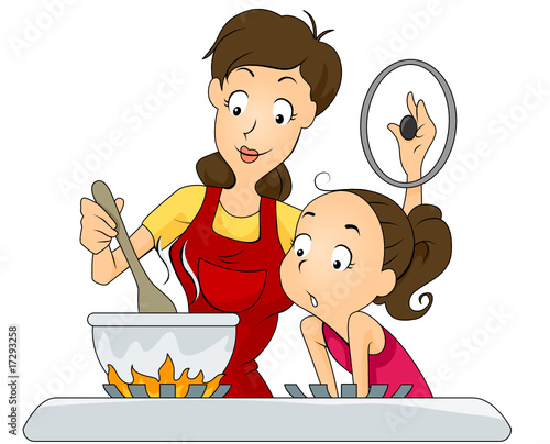 Mom and Daughter cooking