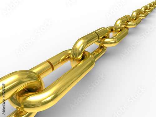 Gold chain on white backgro...
