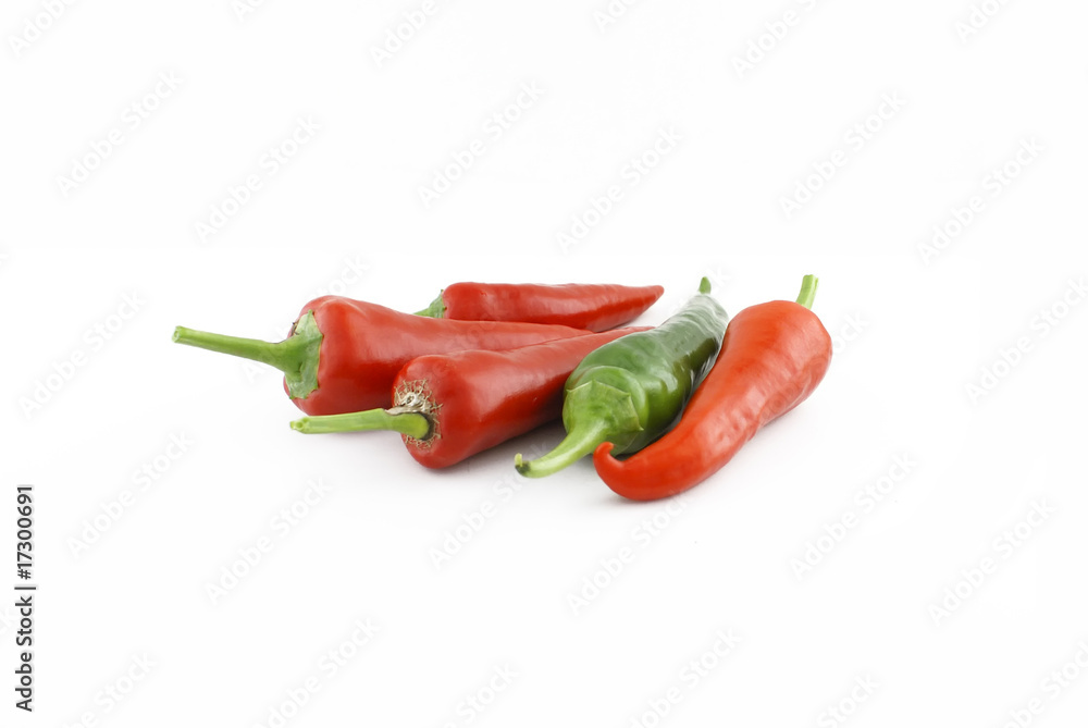 Red and green peppers. Red and green peppers.
