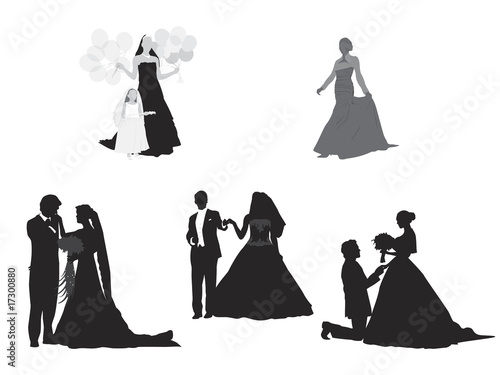 bride and groom silhouettes collection