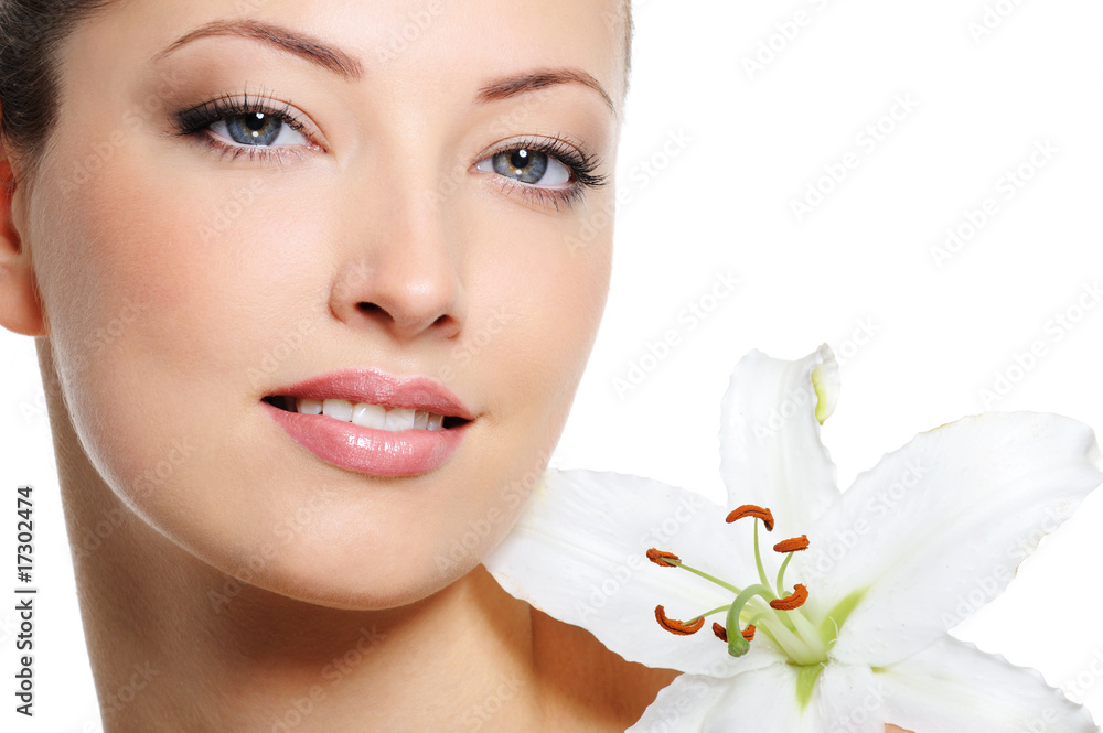 Fresh clear healthy skin on the face of beautiful woman Fresh clear healthy skin on the face of beautiful woman