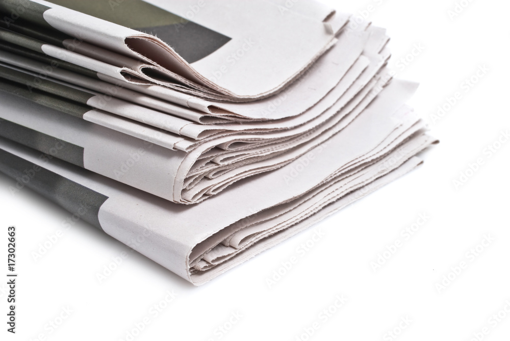 close up detail of international newspapers