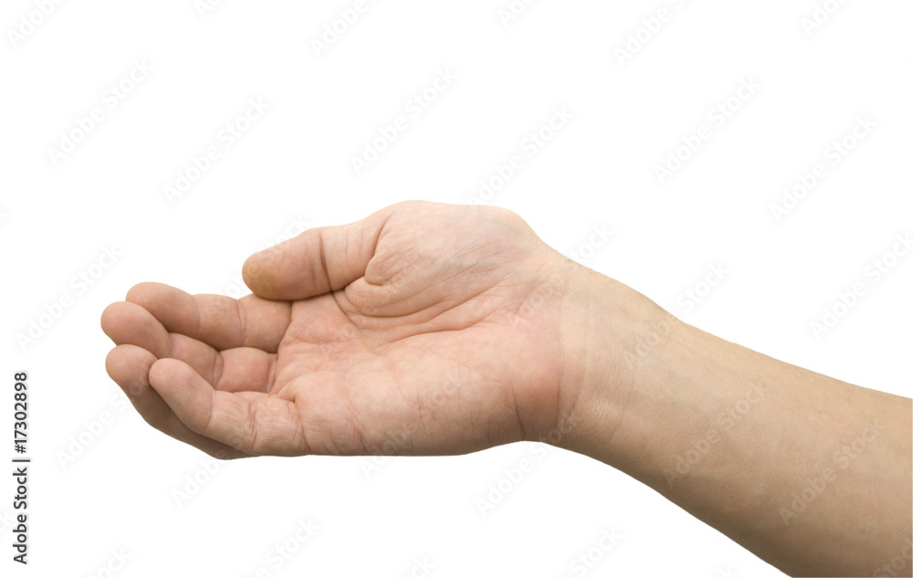 Empty hand isolated on white background