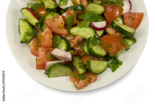 Salad with cucumbers and tomatoes