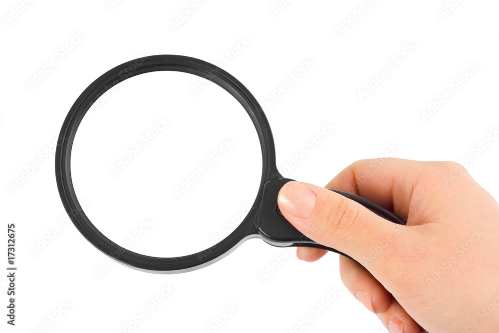 Magnifying glass in hand Magnifying glass in hand