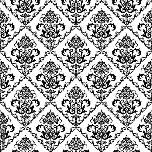 Fototapeta Seamless black & white floral wallpaper