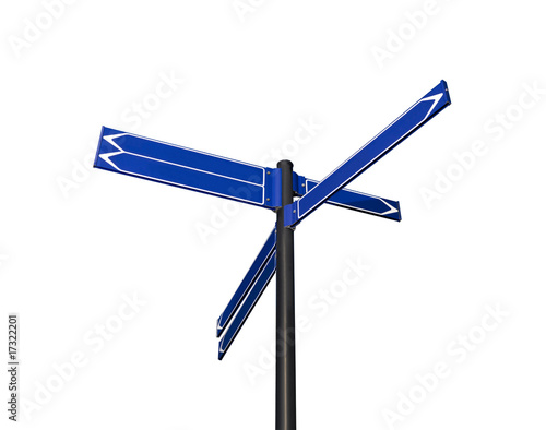 Blank signpost with six arrows