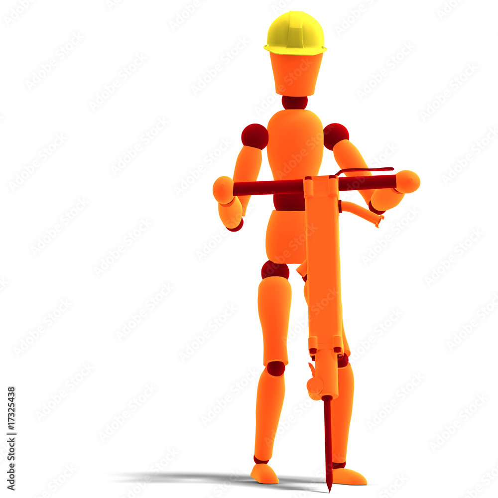 orange / red manikin as a worker with jackhammer orange / red manikin as a worker with jackhammer