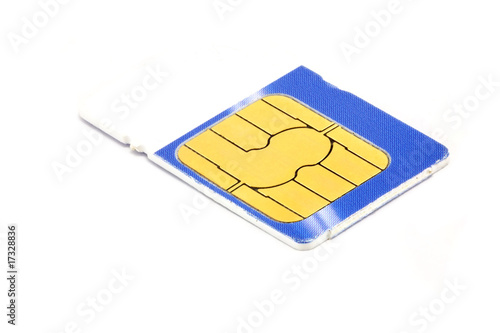 Blue and white sim card isolated