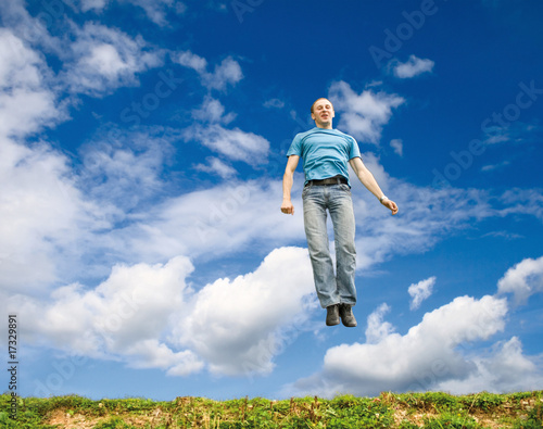 The flying friends in the blue sky.