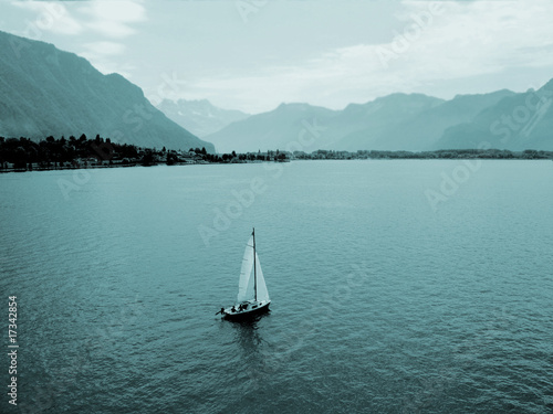 View of Lake Geneva from Shilonsky castle. Switzerland.. © PeterSVETphoto