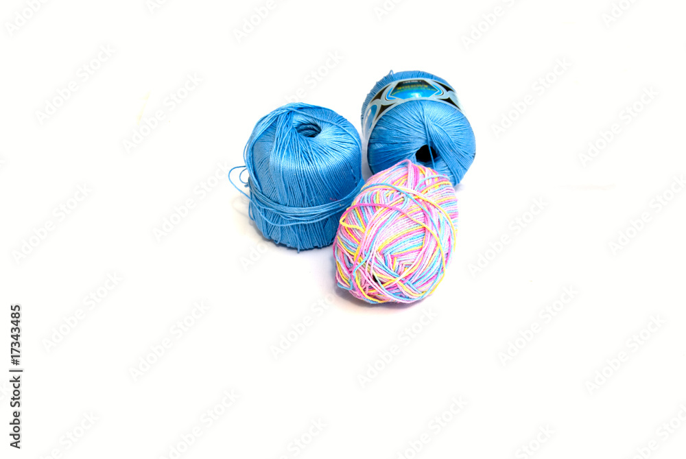 wool and knitting needles - isolated wool and knitting needles - isolated