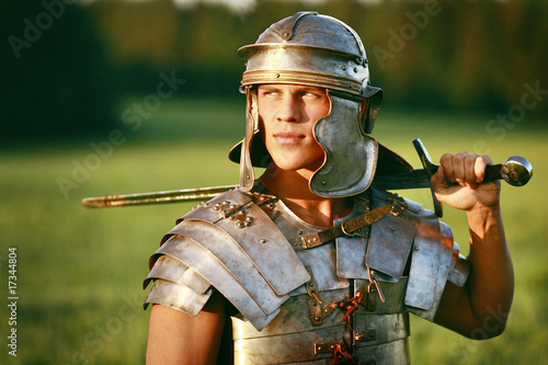 фотографія One Brave Roman soldier in field.