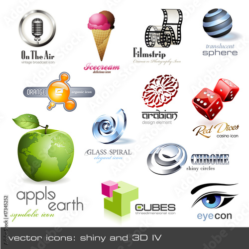 vector icons: shiny and 3d - set 4