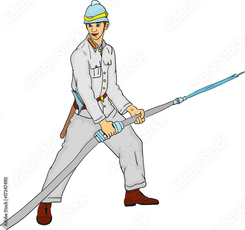 vector - historic fireman with hose isolated