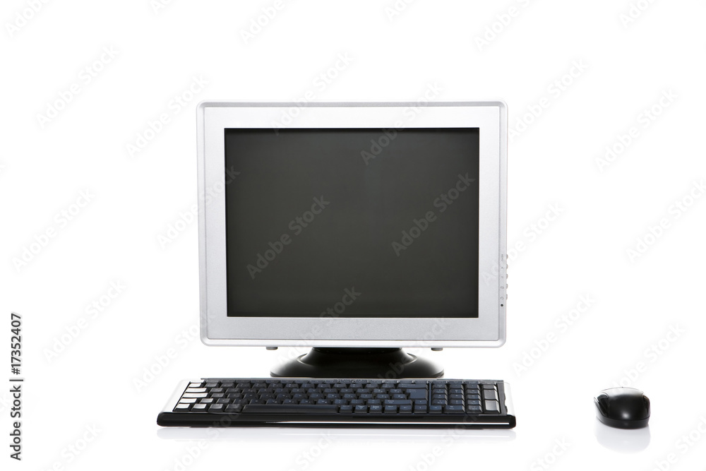 Desktop computer with lcd monitor, keyboard and mouse Desktop computer with lcd monitor, keyboard and mouse