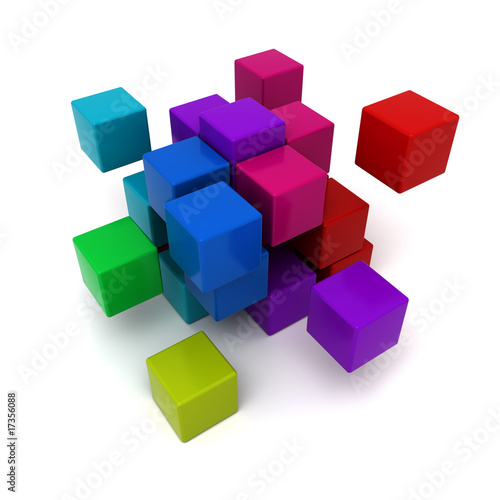 Multicolored cubic background