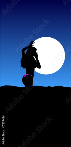 sexy girl on moon illustration