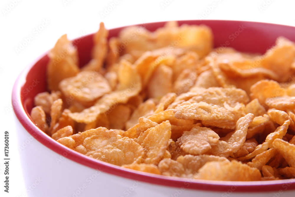 Corn Flakes In Red/White Bowl Corn Flakes In Red/White Bowl