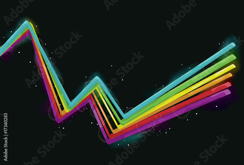 Glowing colorful lines in space with gradient mesh
