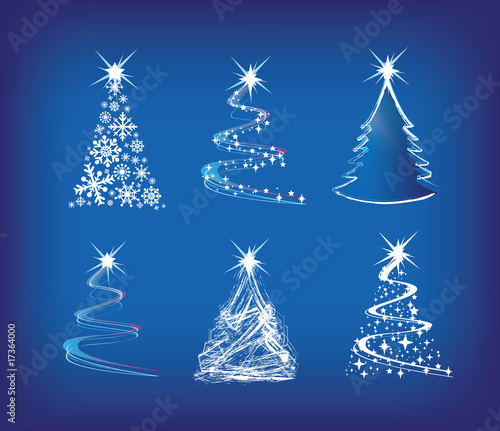 christmas tree modern illustration set of 6