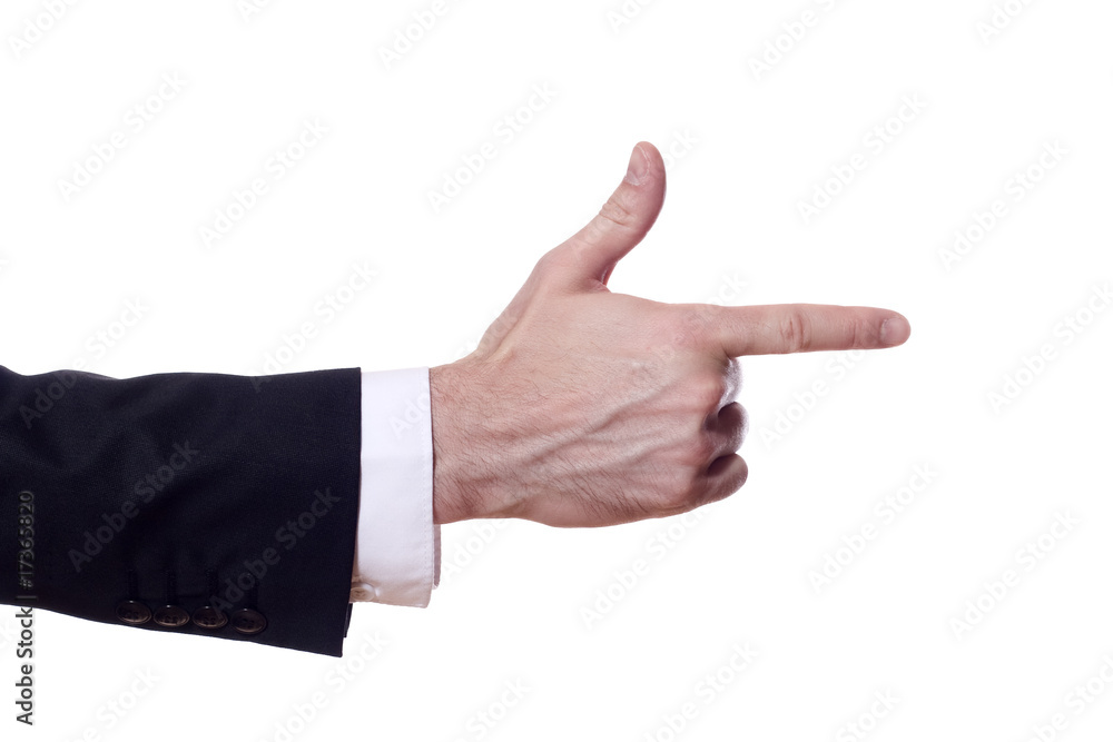 pointing business man hand, isolated on white background pointing business man hand, isolated on white background