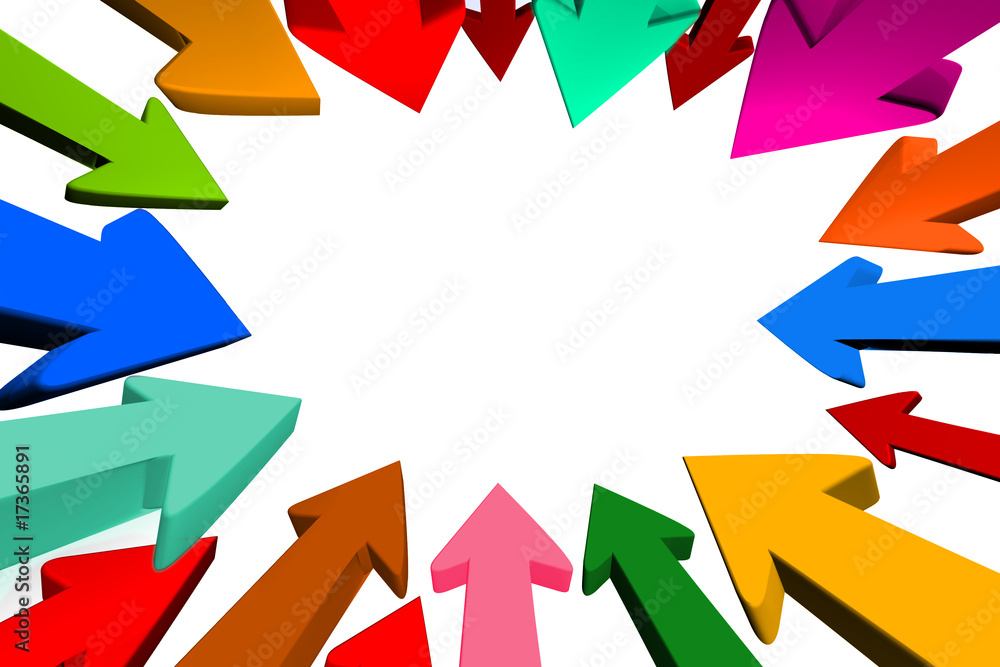 Some Multicolored arrows targeting to center. Some Multicolored arrows targeting to center.