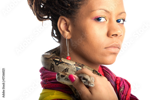 young woman with python photo