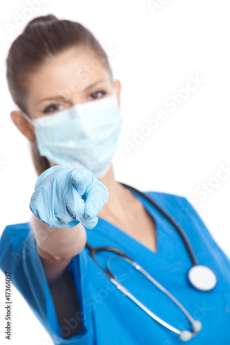 medical doctor indicates finger