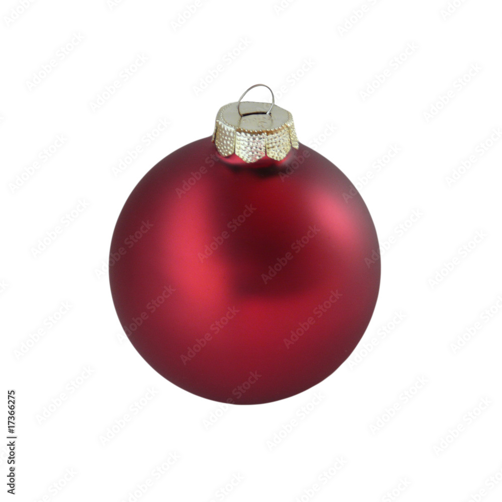 Klassische Weihnachtskugel in rot auf weissem Hintergrund Klassische Weihnachtskugel in rot auf weissem Hintergrund