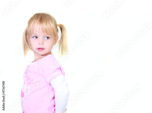 cute toddler girl over white
