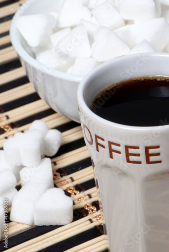 cup of black coffee and Sugar