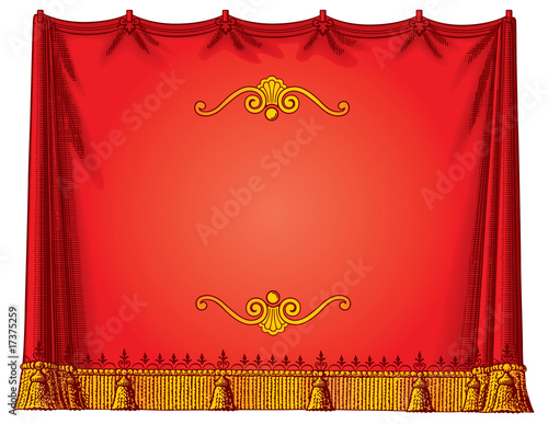 Red curtain frame vector