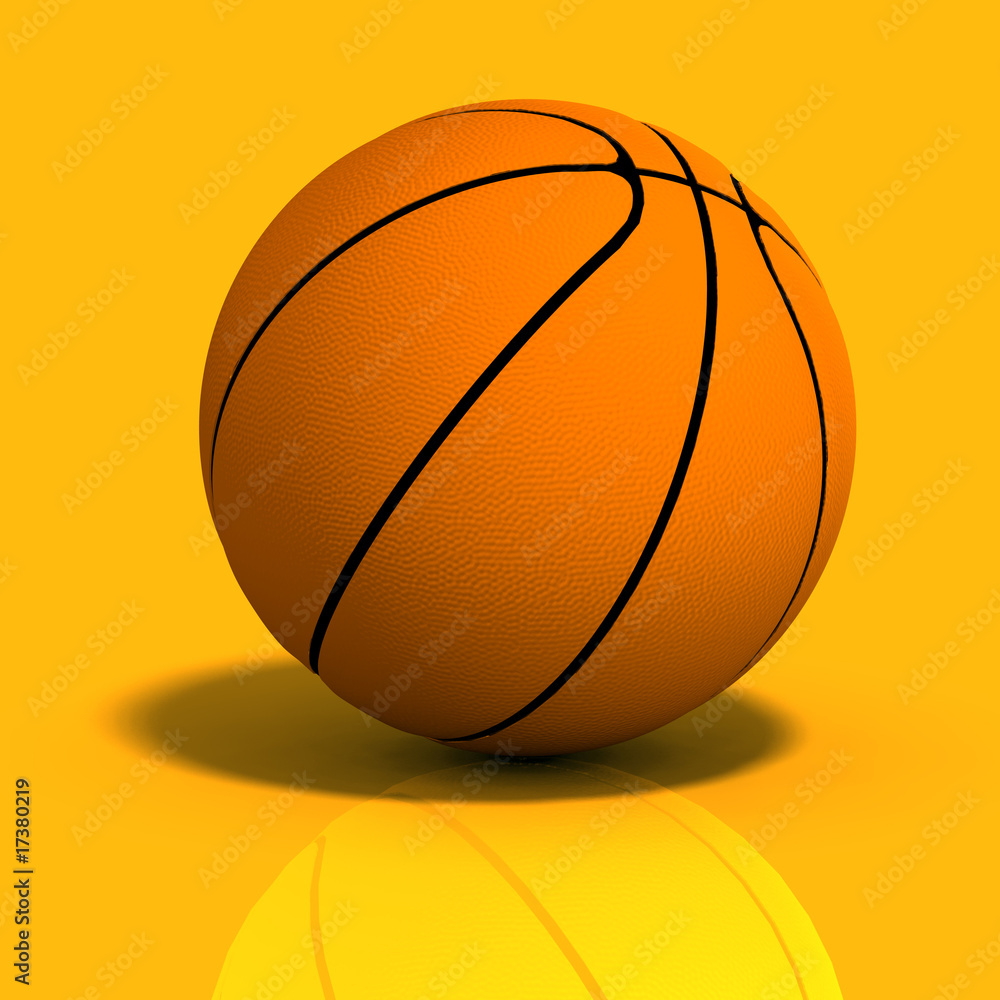 Obraz premium basketball on the reflective golden floor