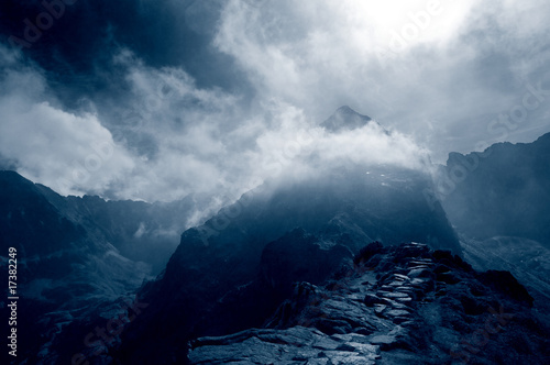 Stormy mountains landscape