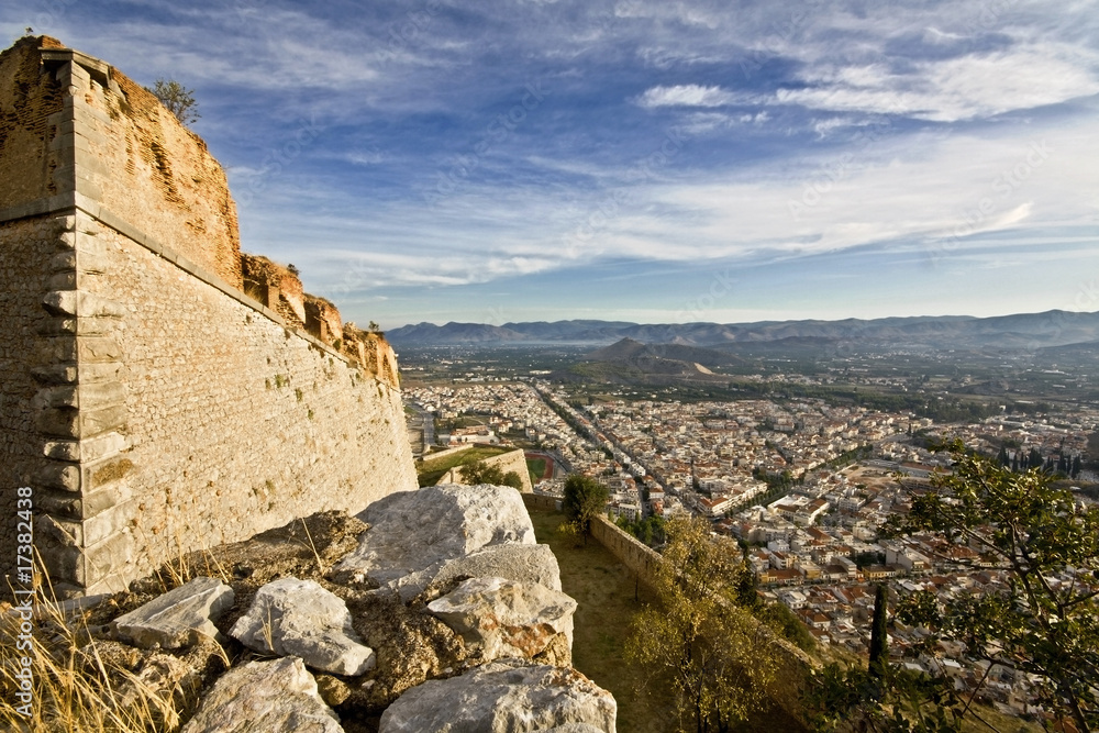Nafplio city and Palamidi castle in Greece