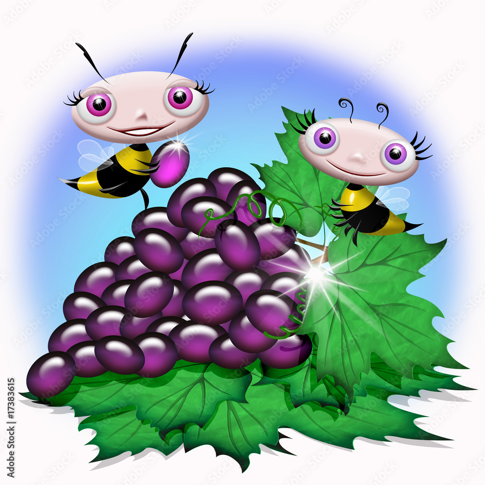 Ape e Uva-Bee and Grapefruit-Abeille et Raisin-Cartoon Ape e Uva-Bee and Grapefruit-Abeille et Raisin-Cartoon