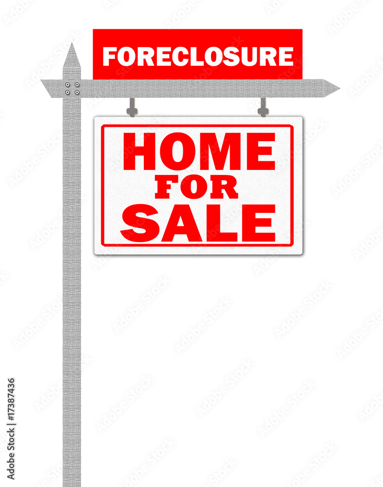 Real Estate home for sale sign, foreclosed Real Estate home for sale sign, foreclosed