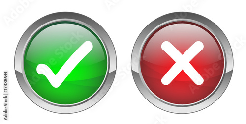 Tick & Cross Buttons (vector ; green+red)