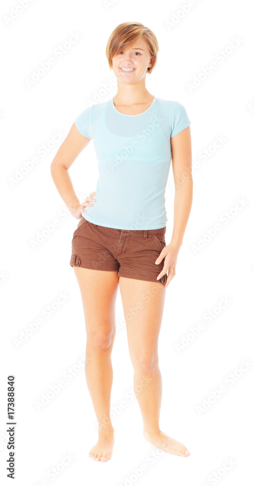 Casual Short Haired Girl in Shorts Casual Short Haired Girl in Shorts