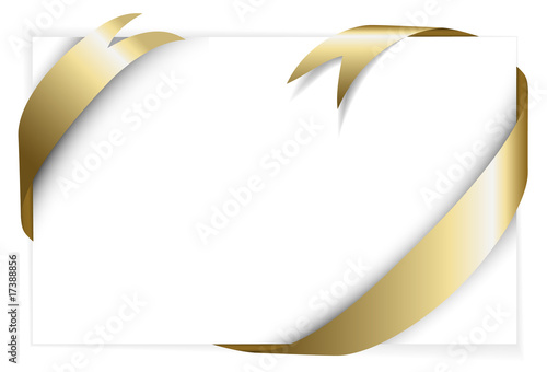 Golden ribbon around white paper
