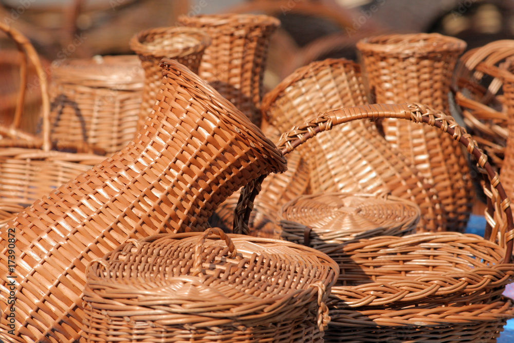 Hand made wicker baskets at the street market