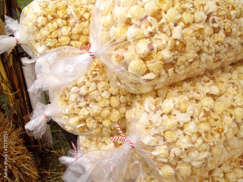 Fresh bags of popcorn at the county fair