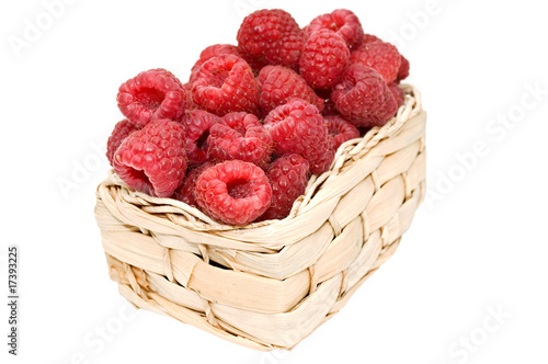 Raspberries in a basket.