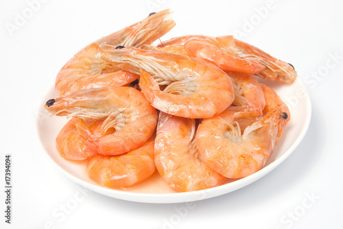 Prepared shrimps on plate