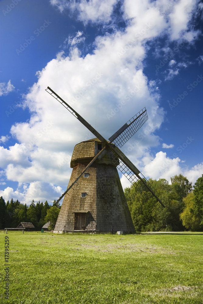 old windmill, a rural landscape