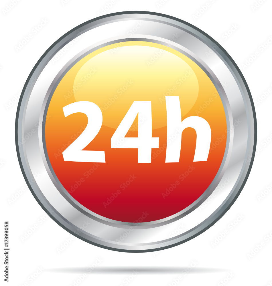 24h Delivery single icon in an orange glass ball 24h Delivery single icon in an orange glass ball