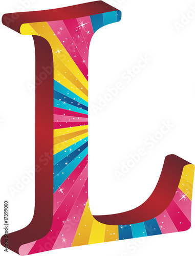 Colored alphabet with stripes and stars