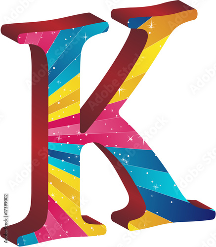 Colored alphabet with stripes and stars