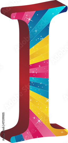 Colored alphabet with stripes and stars